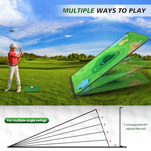 BaiYuan 71''x71'' Golf Chipping Game Set for Dads & Junior Golfers, Indoor, Outdoor Backyard & Lawn Fun with 2 Golf Clubs, 24 Sticky Balls, Putting Mat & Carry Bag, Family Yard Target Game - size: 71"x71"