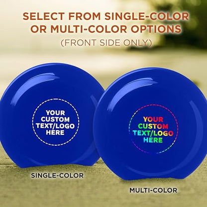 DISCOUNT PROMOS Frisbee Flying Discs in Bulk, 9.25 in. Fun Family Beach Game - color: - Custom - Reflex Blue, size: 100 flying discs