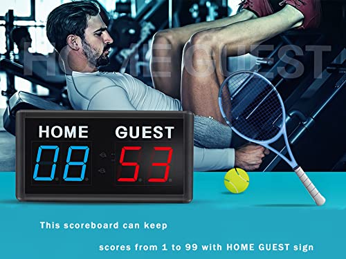 Score Keeper Portable Led Digital Electronic Scoreboard with Remote for Sports Games Volleyball Table Tennis Baseball Basketball Scoreboards Home Guest (1.8inch)