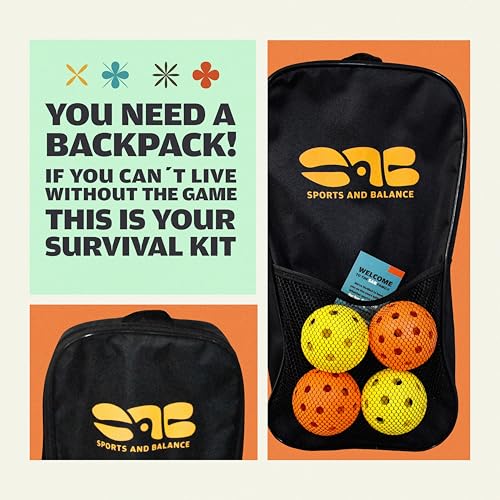 Pickleball Set – Fiberglass Paddles for Adults & Kids, Balls & Bag – Starter Kit for Families & Beginners, Gift Ready – Ideal for Schools, Clubs & Corporate Events – SAB Sports and Balance - style: Family Set
