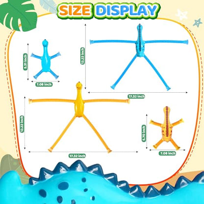 4Pcs Dinosaur Airplane Travel Car Ride Toys for Toddlers Kids Boys Girls Sensory Suction Cup Tube ADHD Autism Road Trip Car Activities Essential Stocking Easter Basket Stuffer Valentines Gift - color: 4pc Dinosaur
