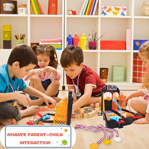 Tabletop Basketball Shooting Game Set Includes 1 Pcs Basketball Court 30 Pcs Basketball Balls and 2 Pcs Medal for Kids Birthday Basketball Party Gifts and Adult to Reduce Stress Game