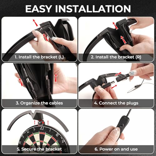 Dart Board Light, Professional Led Dartboard Light with 3M Power Cable, Securely Fits All Dart Boards, Bright Darts Lighting Accessories for Eliminating Shadows