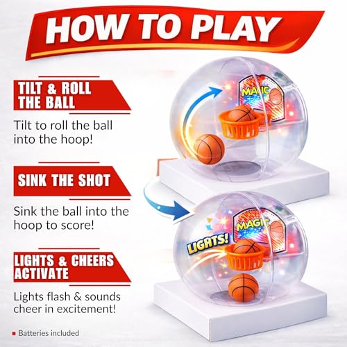 Liberty Imports 12 Pack Mini Basketball Electronic Handheld Shoot & Score Hoop Game with LED Lights & Sounds, Bulk Toys Birthday Party Favors Prizes for Kids, Adults