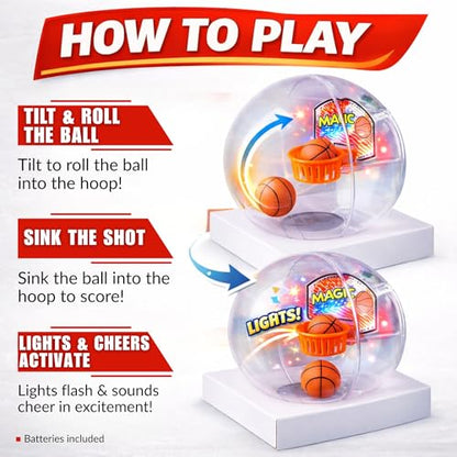 Liberty Imports 12 Pack Mini Basketball Electronic Handheld Shoot & Score Hoop Game with LED Lights & Sounds, Bulk Toys Birthday Party Favors Prizes for Kids, Adults