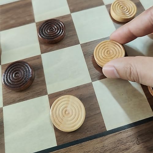 30 Pieces of Checkers just one Game- Wooden Chess Pieces only-Checkers Pieces (30MM) - color: Brown and Off-white, size: 30CM