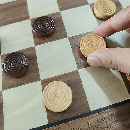 30 Pieces of Checkers just one Game- Wooden Chess Pieces only-Checkers Pieces (30MM) - color: Brown and Off-white, size: 30CM