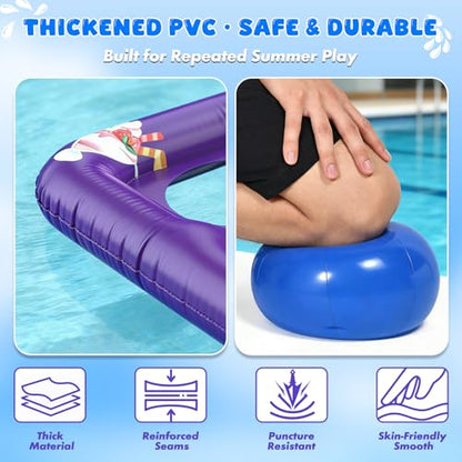 EPN Pool Games for Kids and Adults, 56” x 54” Inflatable Floating Tic Tac Toe Toss Game with 10 Balls, 2-in-1 Pool & Lawn Water Sprinkler Toy, Summer Pool Party Accessories for Backyard Fun, Purple