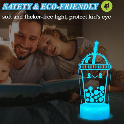 Boba Lamp, Boba Gifts, Boba 3D Night Light with Remote Control, 16 Color Changing, Timer, RGB Flashing Mode, Dimmable - Boba Gifts for Boys & Girls - color: Boba Milk Tea
