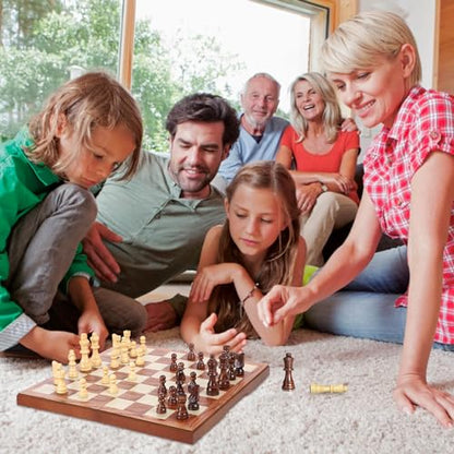 FanVince Chess Set 15" Wooden Board Game - Wood Sets with 2 Storage Bags and 2 Extra Queens - Gifts Box for Men Dad - color: Rosewood Texture