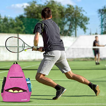 ACOSEN Tennis Bag Tennis Backpack - Large Tennis Bags for Women and Men to Hold Tennis Racket,Pickleball Paddles, Badminton Racquet, Squash Racquet,Balls and Other Accessories - color: Rose Red