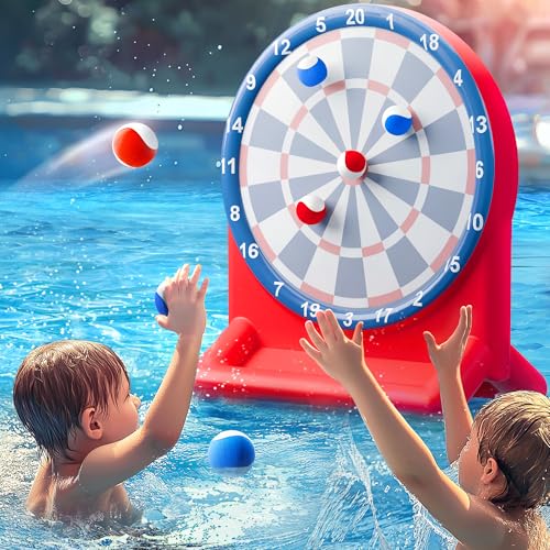Funscape Kids Fun Pool Toys, Inflatable Dart Board Toss Water Game, Swimming Pool Floats, Beach Yard Outdoor Ball Play, Summer Party Birthday Gift 3 4 5 6 7 8 9 12 Yrs Boys Girls Teen Adult Family-Red - color: Red