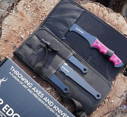 Pink Throwing Axe Set, 6 Pack 11.5" Throwing Axes for Women - Axe Throwing Game, Target Practice & Recreation, Balanced Hatchets with Nylon Sheath, Gift for Her - style: Pink Handle