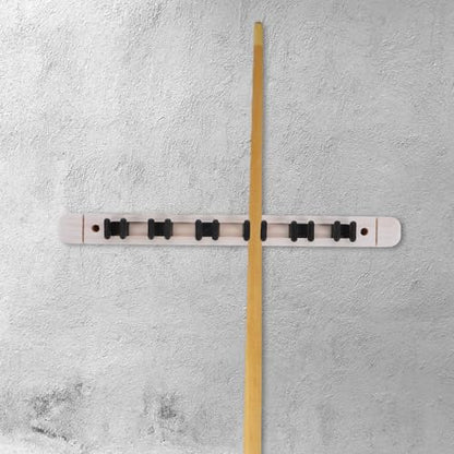 Cabilock Wall Mounted Pool Cue Stick Holder Rack, Solid Wood Billiard Cue Organizer 6 Slots, White Pool Stick Storage for Game Room Billiards Accessories