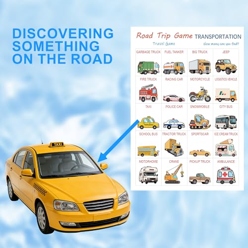 Road Trip Travel Game for Kids and Adults | 10 Double-Sided Cards, 18 Categories, Paper Cards, Educational Travel Entertainment