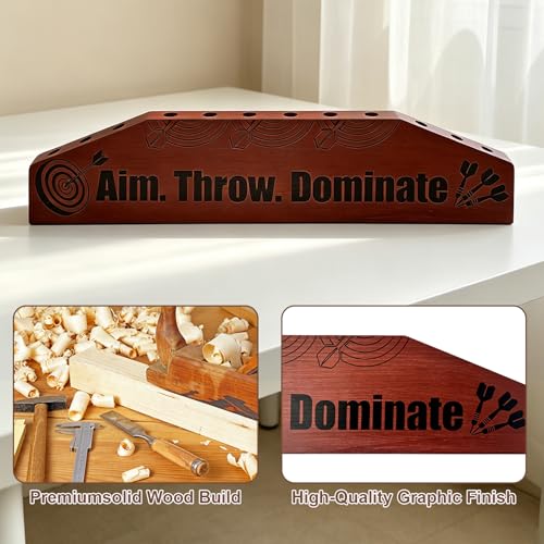 Wall Mounted Dart Holder Wall Caddy, Wooden Dart Rack Holds 12 Darts, Dart Board Accessories Display Stand for Dart Game, Dartboard Wall Storage Organizer