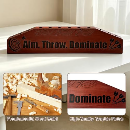 Wall Mounted Dart Holder Wall Caddy, Wooden Dart Rack Holds 12 Darts, Dart Board Accessories Display Stand for Dart Game, Dartboard Wall Storage Organizer