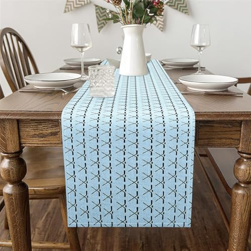 Erosebridal Blue Hockey Table Runner 13x48, Ice Hockey Table Runners for Kids Boys Girls, Racket Ball Sports Tabletop Decor for Dining Living Room Bedroom, Lacrosse Sticks Games Dresser Scarf - size: 13" X 90"