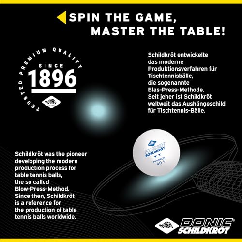 Donic-Schildkröt 2-Star Prestige Table Tennis Ball, Poly 40+ Quality, 3 Pieces in a Box, White