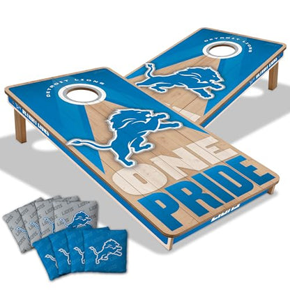 YouTheFan NFL 2' x 4' Slogan Series Professional Wood Cornhole Game with Logo Bags - color: Detroit Lions