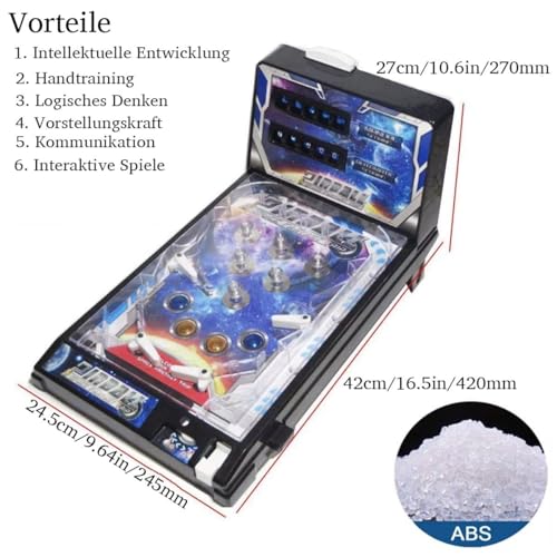 Electronic Arcade Pinball Light & Sounds Mini Table Pinball Machine Compact Portable Desktop Game Set Battery-Operated for All Ages Family Fun - size: 27*42*24.5cm