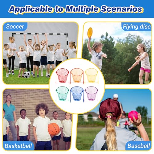 Seenelling 6 Pcs Multipurpose Target Net Set Physical Education Equipment Elementary School PE Training Multicolor Nets for Hitting Golf, Flying Disc, Throwing Football Games