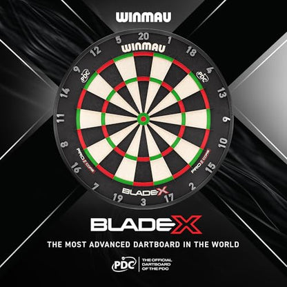 WINMAU Professional Bristle Dartboard - PDC Tournament Board with Official Tournament Specifications - Available in Blade 6 Single, Dual, Triple Core & Blade X Generations