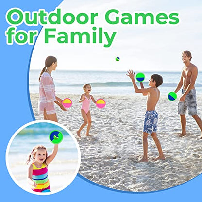 Weehoey Beach Toys - Outdoor Games for Kids, Toss and Catch Ball Set with 4 Paddles 3 Balls, Toys for 3 4 5 6 7 8+ Year Old Boys Girls Christmas Birthday Gifts (Pink and Green) - color: Pink and Green