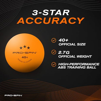 PRO-SPIN Ping Pong Balls - 3-Star Premium Table Tennis Balls | High-Performance 40+ ABS Professional Quality | Ultimate Durability for Indoor & Outdoor Ping Pong Tables (White/Orange, 4-Pack)
