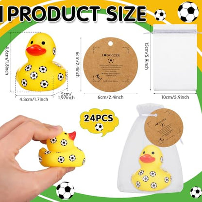 Amyhill 24 Sets Mini Soccer Rubber Ducks Gifts Sport Party Favors Tabletop Decoration for Coach Team Gifts Club Gift Player Team Events Decorations Birthday Party Supplies - style: Soccer