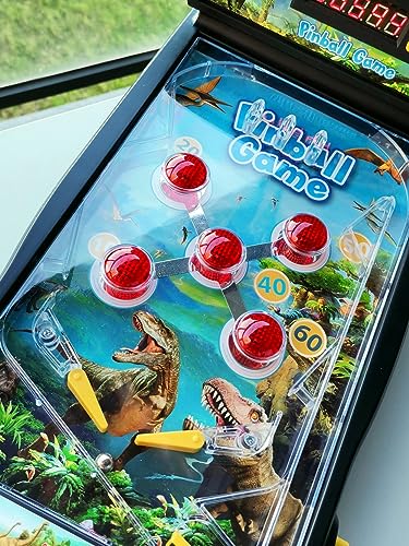 Dinosaur Pinball Machine, Tabletop Arcade, LED Scoreboard, 8+ | Dinos Pinball Game for Kids & Adults, 16.5" Compact Size, Lights & Sound Effects, Family Fun, Birthday Gift