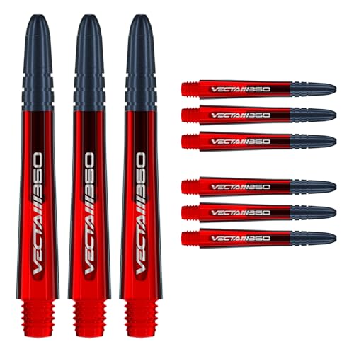 Winmau Dart Shaft - Vecta Blade360 Polycarbonate Dart Stems - 1 Set per Pack (3 Darts Shafts in Total) - Professional Darts Accessories - Red & Black Blade360 Medium Shafts