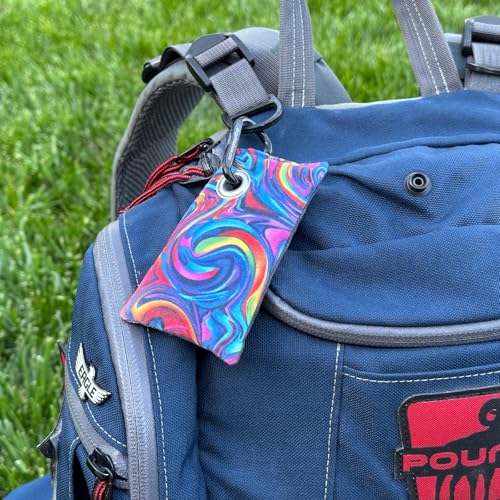 HYZER HOUND DISCS Disc Golf Chalk Bag | Dry Your Hands in the Heat of Summer | Attaches to Bag with a Carabiner | Improve Your Hand Grip for Consistency | Essential Disc Golf Accessories | Chalk - color: Rainbow Swirl