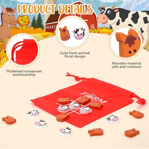 Sotiff 36 Set Tic Tac Toe Game Bulk for Kids Birthday Party Favors Farm Animal Tic Tac Toe with Bag for Class Gift Classroom Prizes Games School Exchange Party Favor Supplies - style: Farm