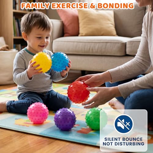 LOVEINUSA 6PCS Bounce Balls, 6inch Sensory Balls with Pump for Babies Toddlers