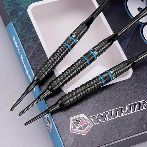 WIN.MAX Darts Soft Tip Set - 90% Tungsten Soft Tip Darts Set Professional 18 Grams Soft Darts Pro Dart Set with Extra 3 Flights - color: Black