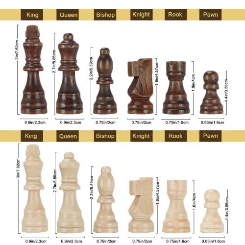 15.4" Magnetic Wooden Chess Set for Adults & Kids, Handcrafted Foldable Chess Board with Individual Storage Slots, 2 Extra Queens, Portable Travel Chess Set, Home & Office Decor, Gift for Chess Lover