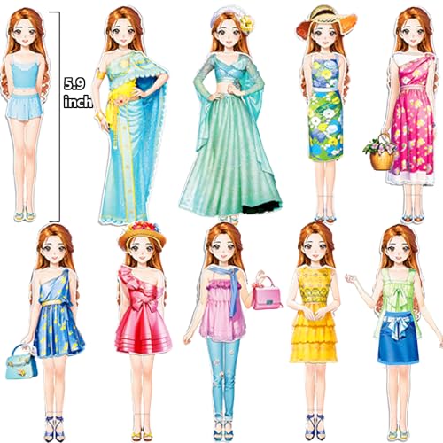 Magnetic Dress Up Paper Doll,Magnet Princess Dress Up Dolls for Girls Ages 4-7 Kids,Travel Activities Road Trip Car Ride Interactive Learning Created Imagine Set Birthday Gift - color: B Set