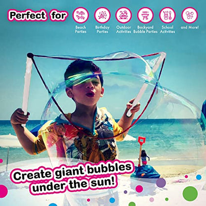 WOWMAZING Giant Bubble Kit: Unicorn - Incl. Wand, 2 Big Bubble Concentrate Pouches and 8 Sun-Activated Magical Stickers | Outdoor Toy for Kids, Girls | Bubbles Made in The USA - Unicorn Kit - style: Unicorn