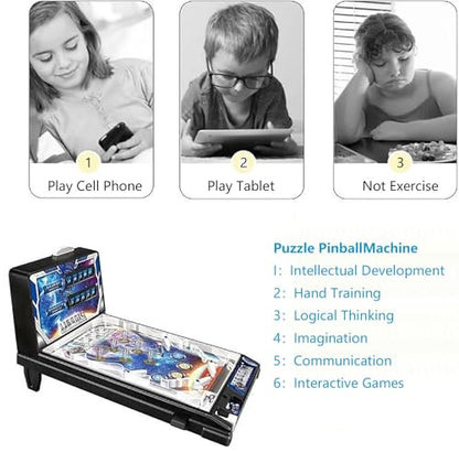 Portable Pinball Machine with Light and Sound Effects, Digital-Counter, Electronic Game Toys, Fun Retro Gifts, Tabletop for Family, Mini Space Fantasy Pinballs Machines