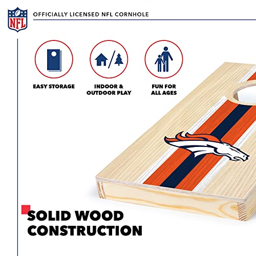NFL Football Portable Size 1' x 2' Solid Wood Cornhole Set with Direct Print HD Team Graphics – Travel Size