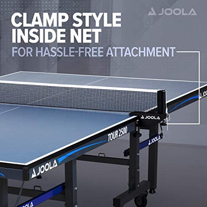 JOOLA Tour Indoor Ping Pong Table with Quick Clamp Table Tennis Net - 10 Minute Assembly - Foldable Indoor Surface with Single Player Playback Mode - Competition Grade MDF Top - Tournament Quality - size: Tour 2500