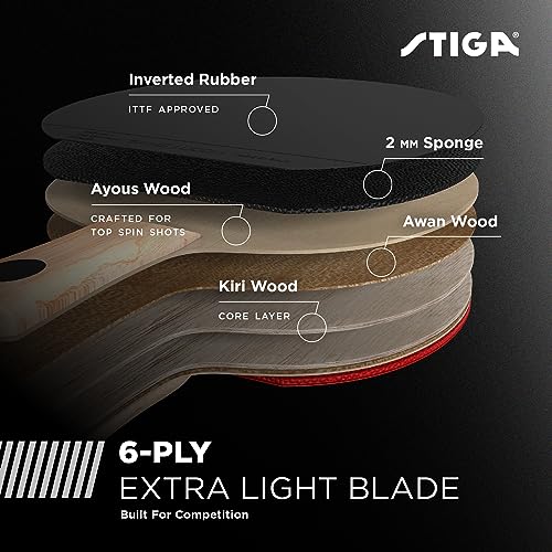STIGA Ping Pong Paddles - 2mm Tournament-Approved Sponge - Flared Handle for Enhanced Control - Competitive Table Tennis Racket for Family Fun - Multiple Styles & Performance Levels Available - style: Evolution