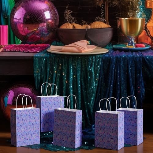 Kolldenn 48 Pcs Kpop Theme Goodie Bags Purple Lightning Crack Print Party Favors Gift Paper Bags with Handles Candy Treat Pouch for Anime Korean Kpop Birthday Party Decorations Supplies - style: Kpop