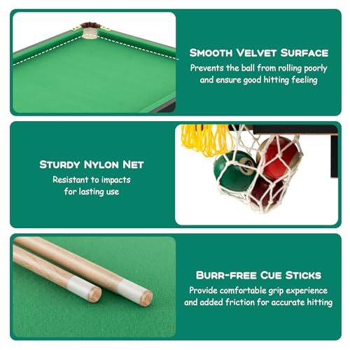 Costzon 47" Folding Billiard Table, Pool Game Table Includes Balls, Cues, Triangle, Chalk, Brush for Kids, Multipurpose Game Table for Parties & Family Gatherings