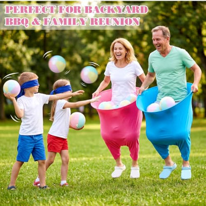 MiniInflat 12 Pcs Granny Pants Yard Game, Big Pants Ball Catch Outdoor Games with Inflatable Beach Balls and Pump for Family Reunion & Adult Groups Yard Summer Swimming Pool Water Games (Macaron) - color: Macaron
