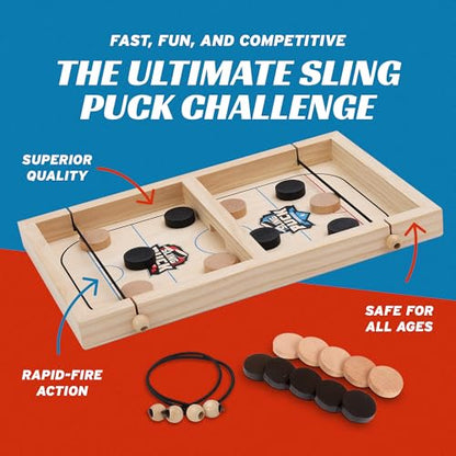 Fast Sling Puck Game - Super Winner Slingshot Puck Board Game - Sling It Shot 2 Player Hockey Table for Kids, Teen and Adults - Christmas Indoor Family Tabletop Games - style: 14 Inch Small