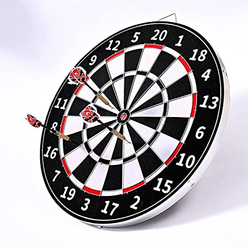 18-Inch Wall Mounted Dart Boards Set, Steel Tip Dart, Alloy Stand Protection Dartboard with 6 Needle Dart， for Adults Kids
