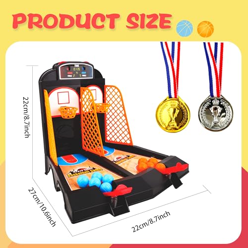 Tabletop Basketball Shooting Game Set Includes 1 Pcs Basketball Court 30 Pcs Basketball Balls and 2 Pcs Medal for Kids Birthday Basketball Party Gifts and Adult to Reduce Stress Game