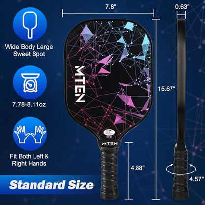 Pickleball Paddles Set of 2 or 4, or Single Paddle – USAPA Approved Fiberglass Surface Pickleball Rackets Set for Men & Women - color: Black*2